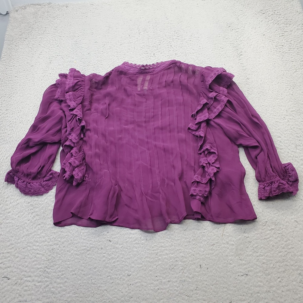 FARM Rio Burgundy Ruffled Blouse - Picture 3 of 13